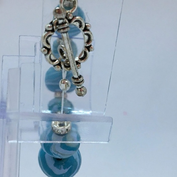 One-of-a-Kind Handmade Sky Blue Marbled Polymer Clay Bracelet - Picture 6 of 16